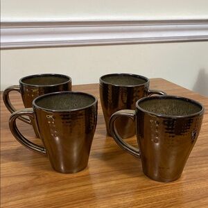 Set of 4 Metallic Brown Mugs